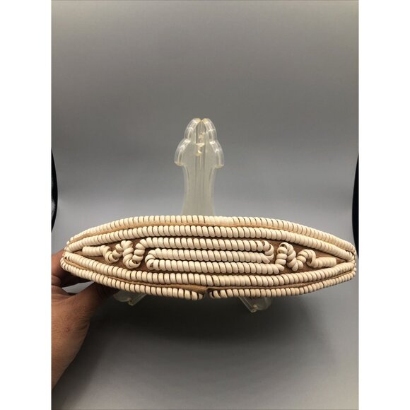 1940s Mid Century Ivory Nude Telephone Phone Cord Crescent Clutch Bag - Picture 3 of 12